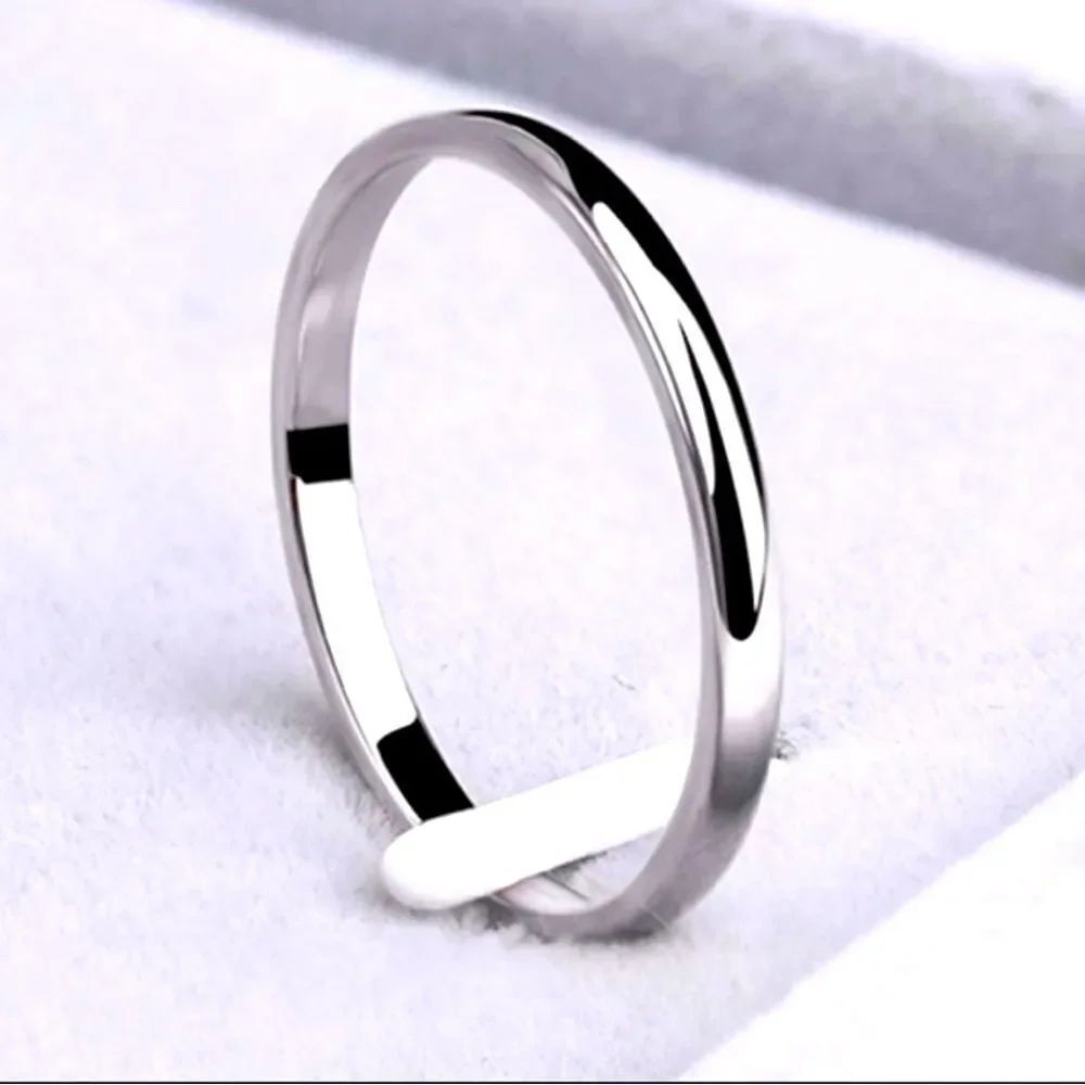 SPRING INTO A NEW RING! NWT 2mm Delicate Titanium Steel Ring SILVER Size 5
